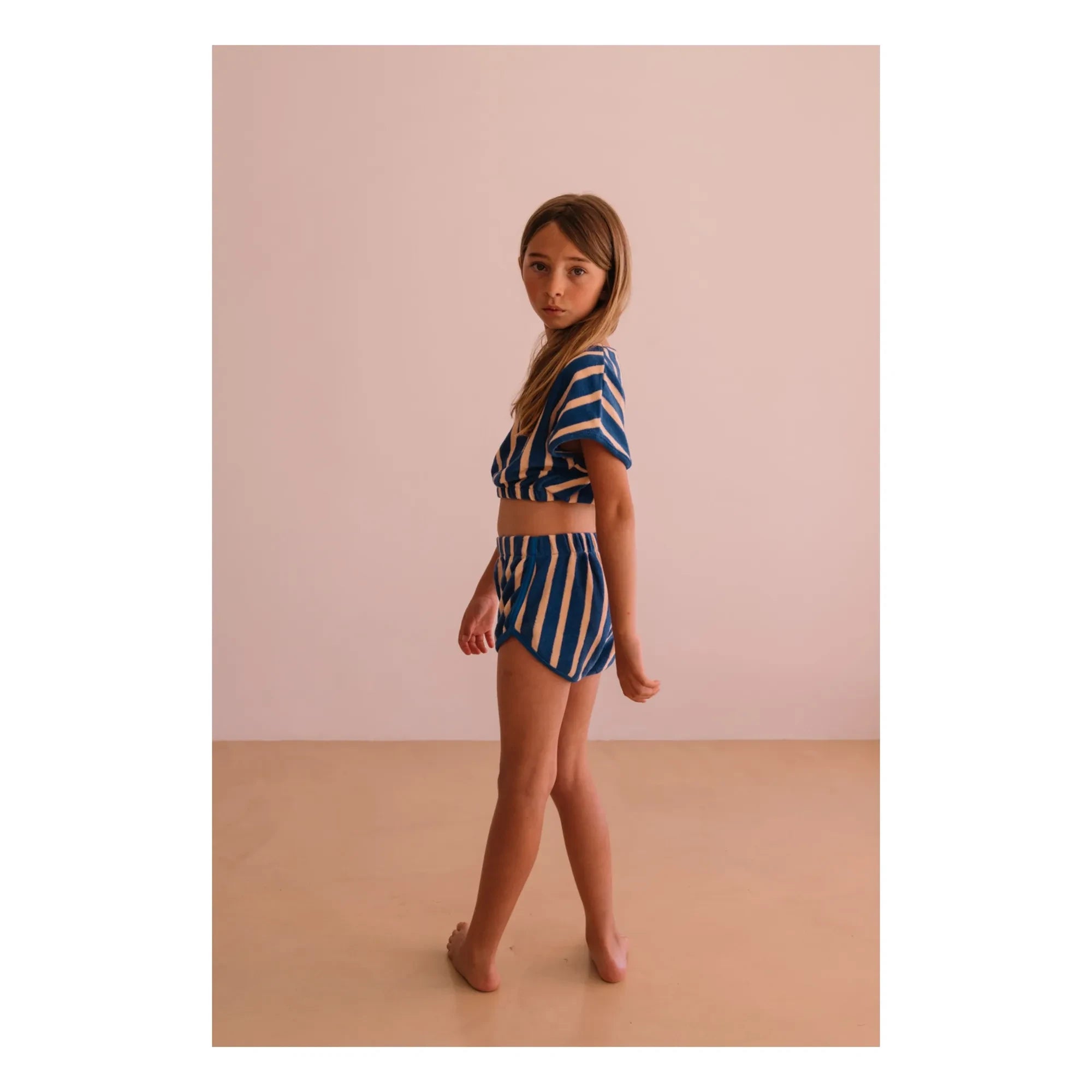 We Are Kids - Juju Çizgili Organik Pamuklu Havlu Şort | Mavi
