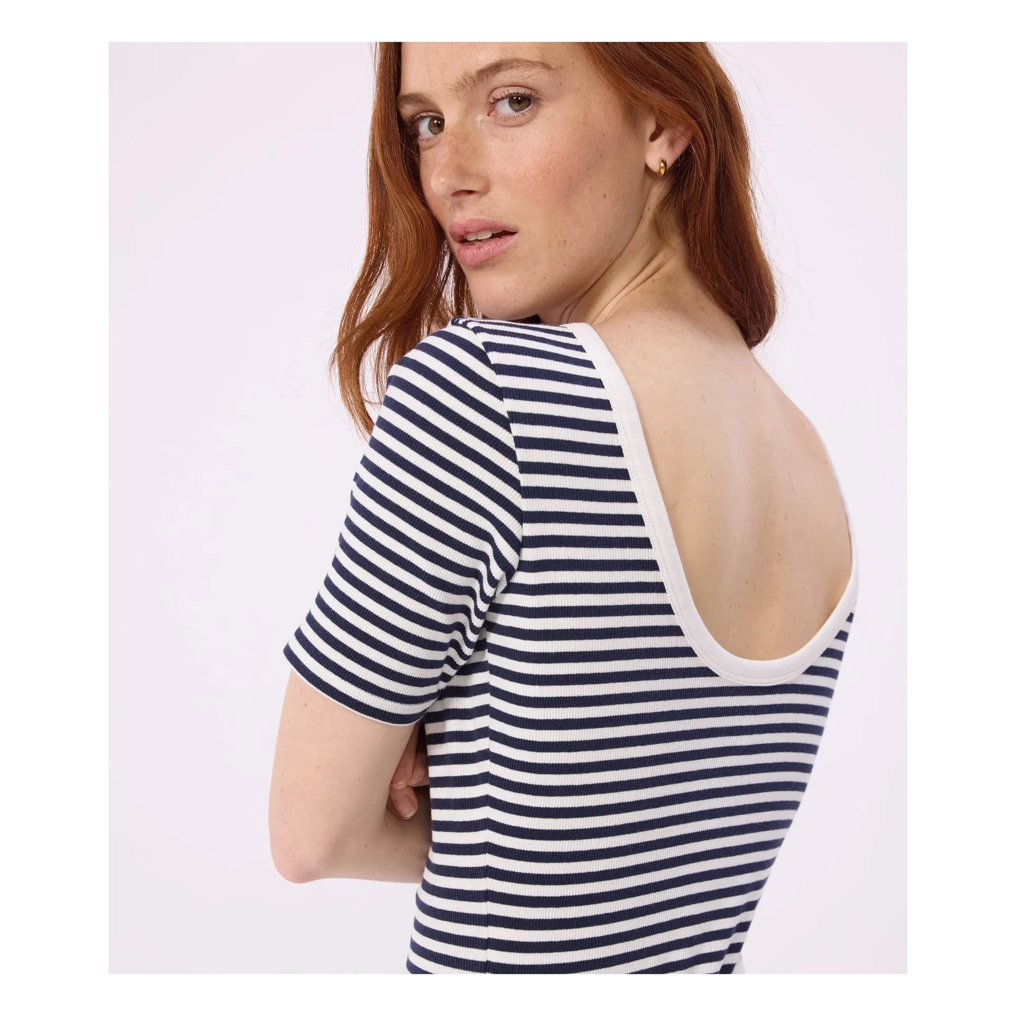 Petit Bateau - Çizgili Fitilli Organik Pamuk Badi | Lacivert