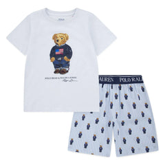 Ralph Lauren - Teddy Bear Tişört ve Şort Pijama | Beyaz