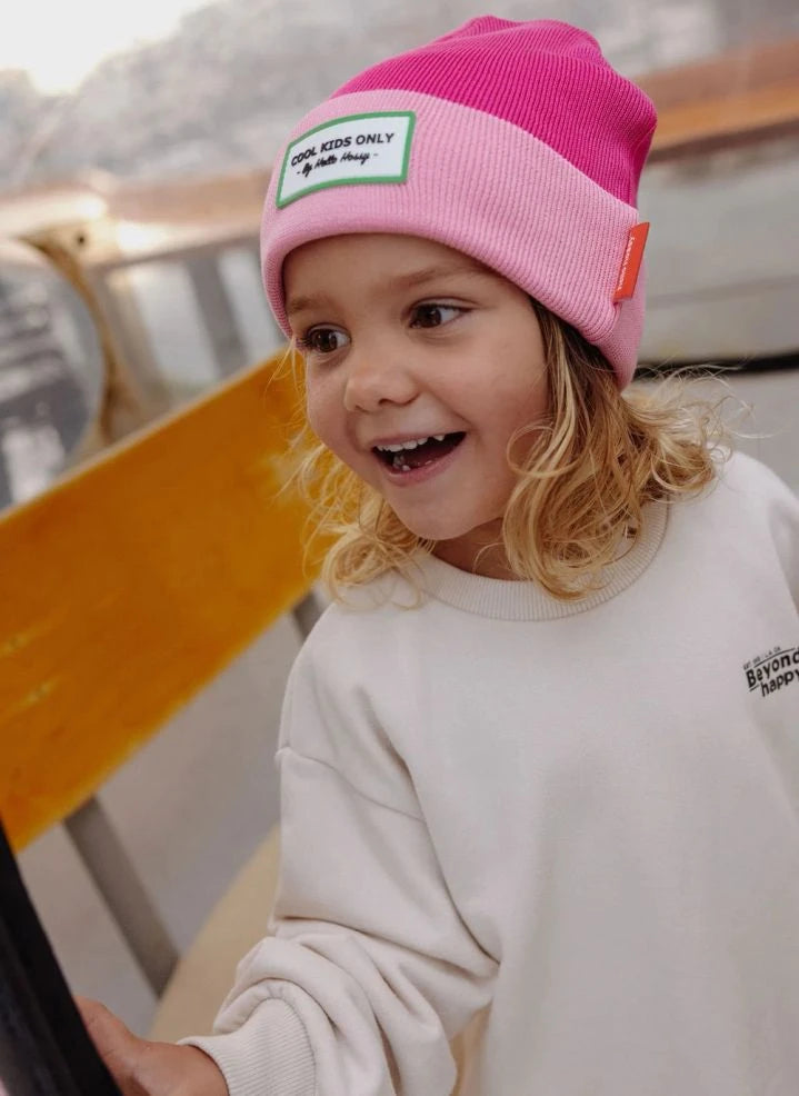 Hello Hossy - قبعة قطنية عضوية مزدوجة الألوان | وردي