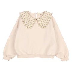 Búho - Organik Pamuk Cottage Çiçekli Claudine Yakalı Sweatshirt | Açık Pembe
