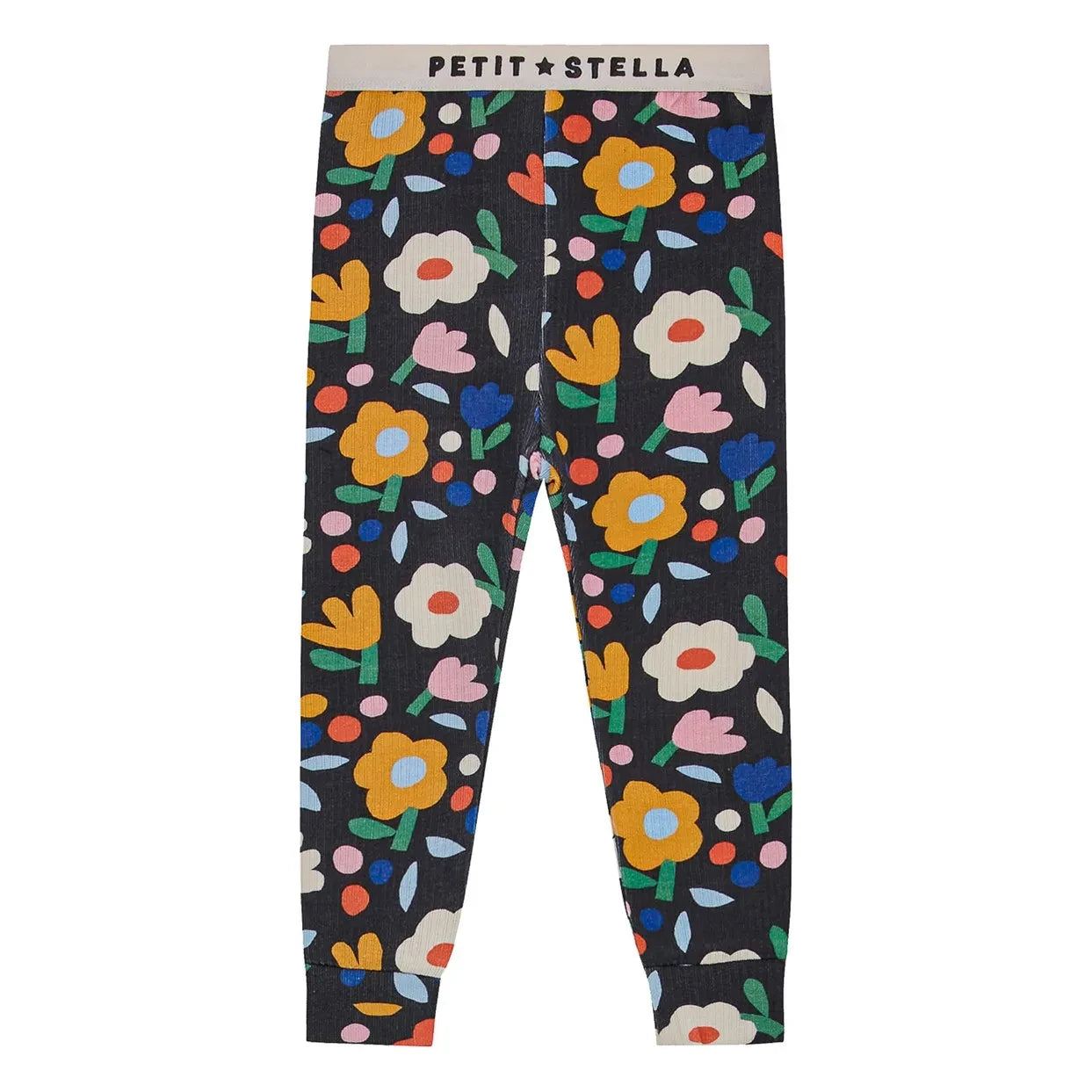 Petit Stella - Çiçek Desenli Pima Pamuk ve Modal Pijama | Siyah