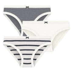 Petit Bateau - 3'lü Organik Pamuk Culotte Marinière | Lacivert