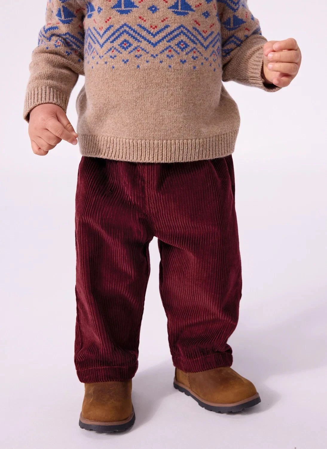Petit Bateau - Organik Pamuk Vual Bebek Pantolonu | Bordo