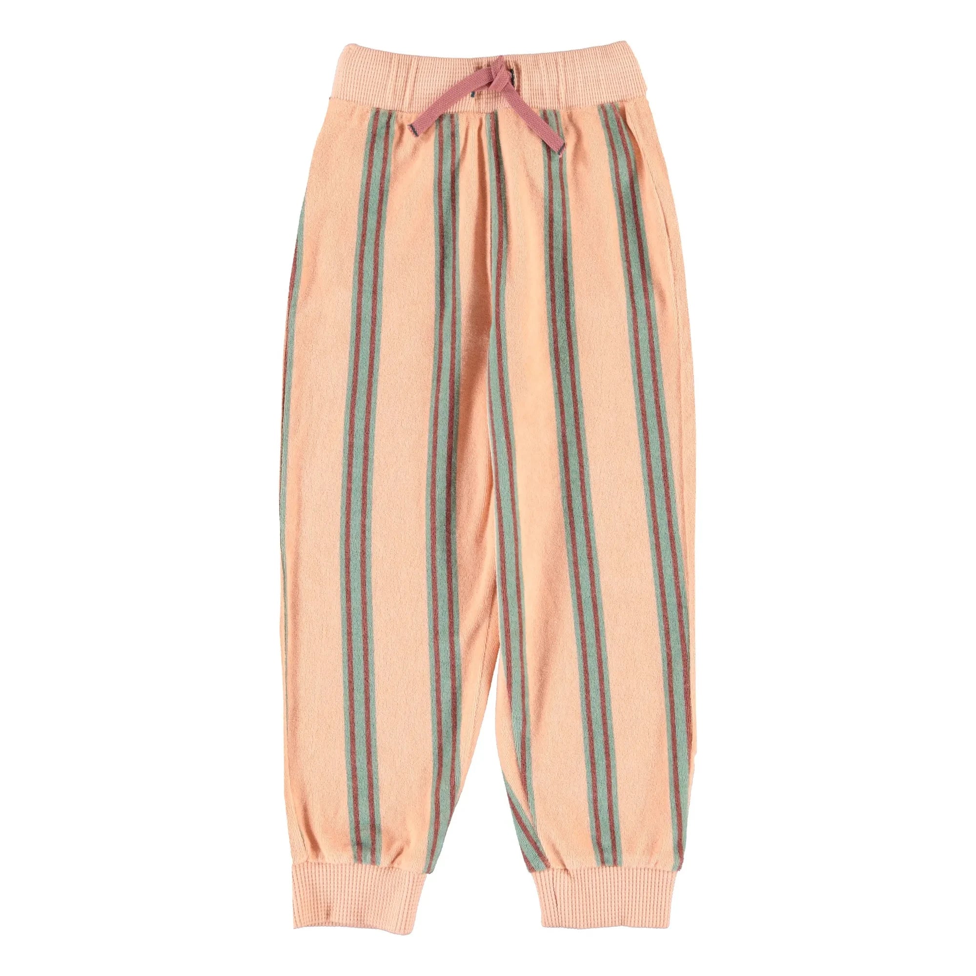 Piupiuchick - Organik pamuklu havlu kumaş çizgili jogger pantolon | Pembe