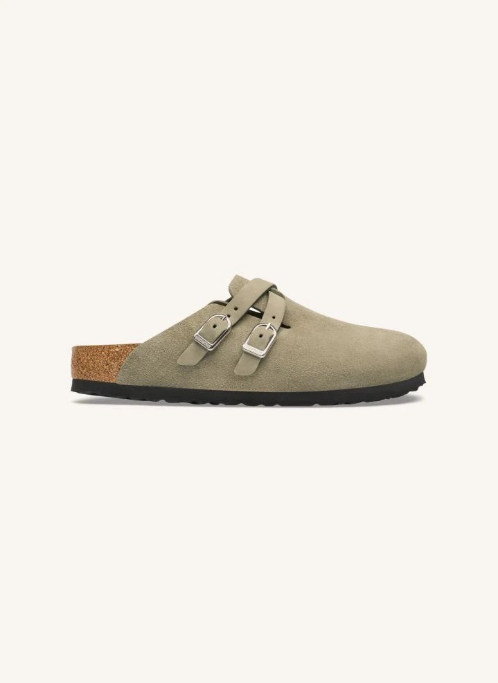 BIRKENSTOCK - Blair شباشب من الشمواه | بني رمادي