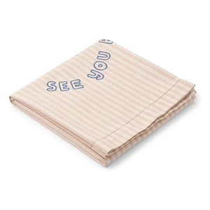 Liewood - Organik pamuklu Paige plaj havlusu | Y/D çizgili Sorbet rose/Creme de la creme