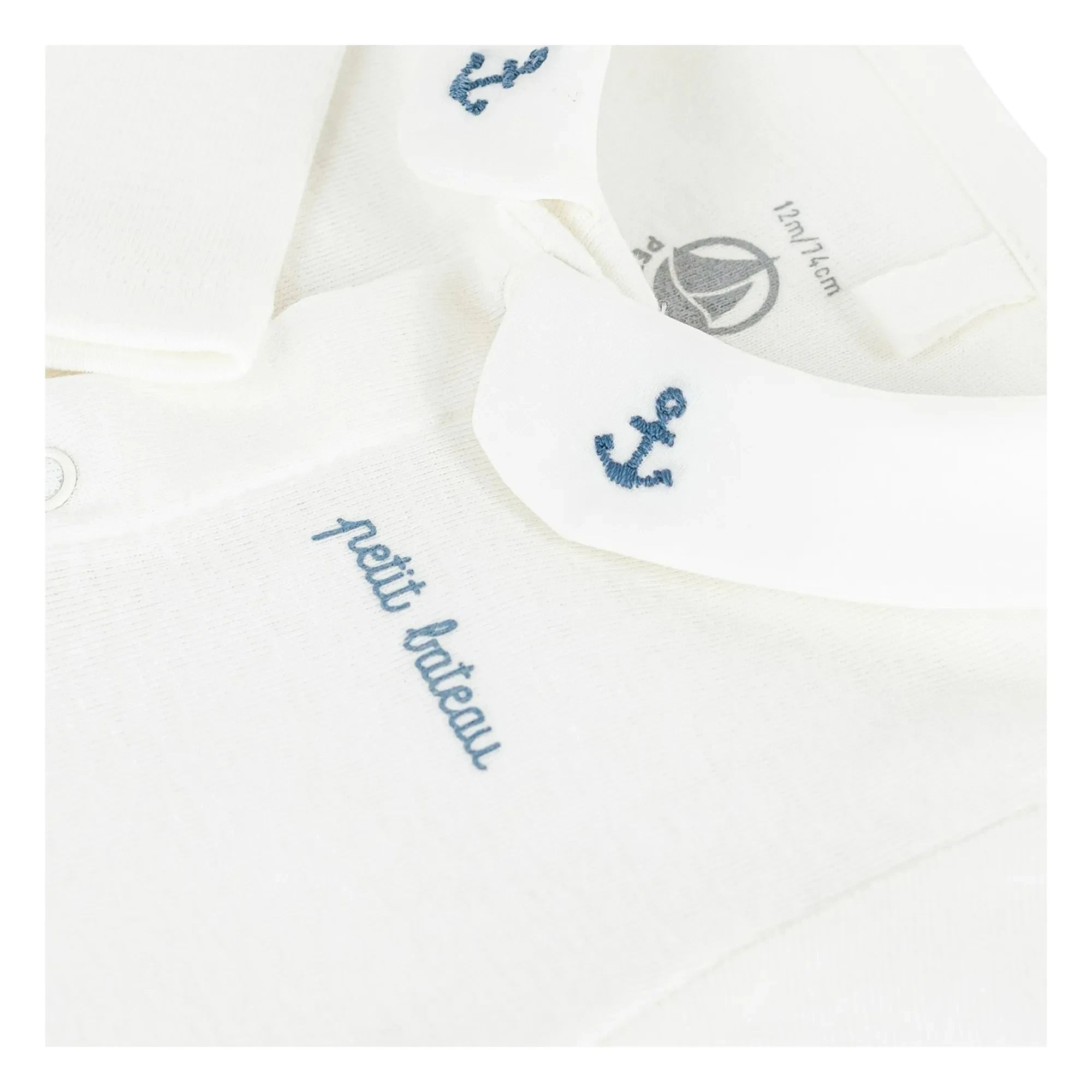Petit Bateau - Organik Pamuk İşlemeli Yaka Body | Mavi
