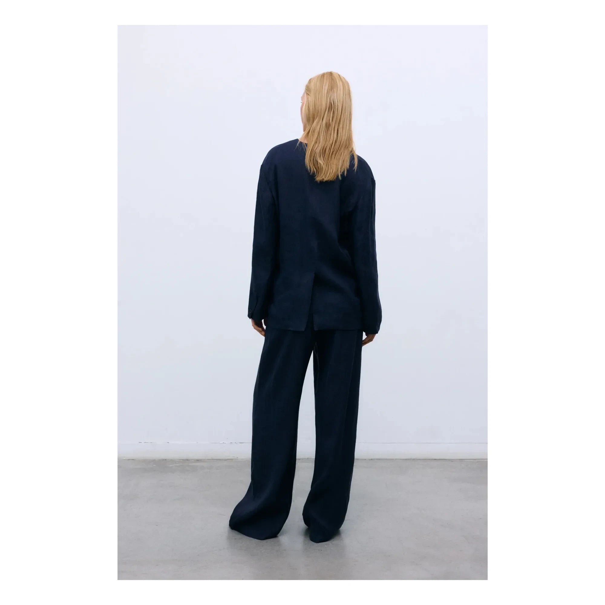 the new society - Blazer Luz Keten | Gece mavisi
