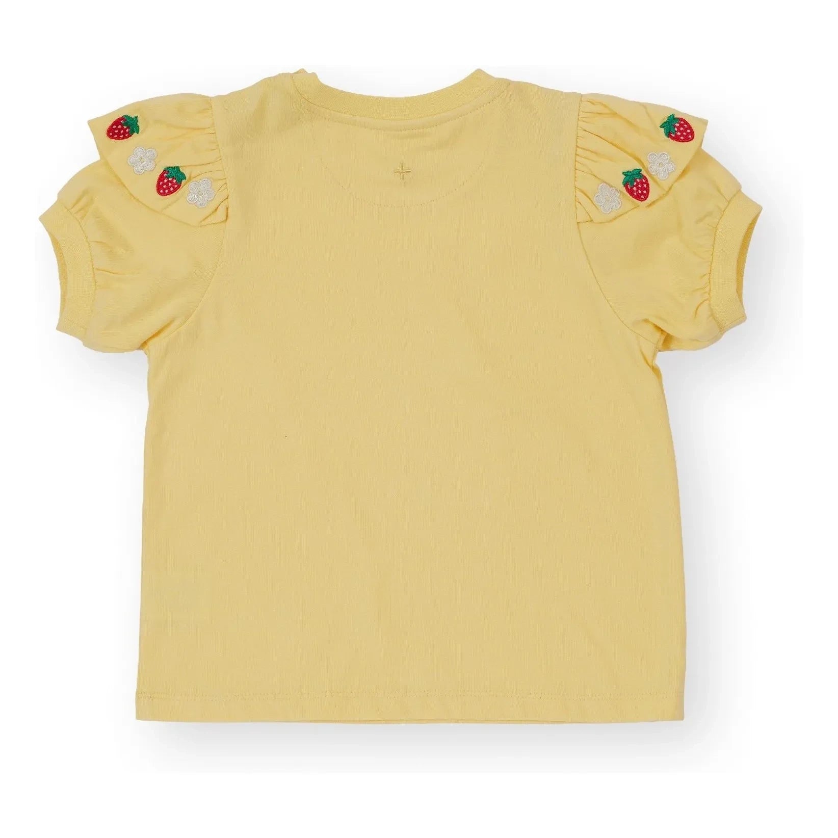 Goldie + Ace - Çilek detaylı fırfırlı T-shirt | Sarı