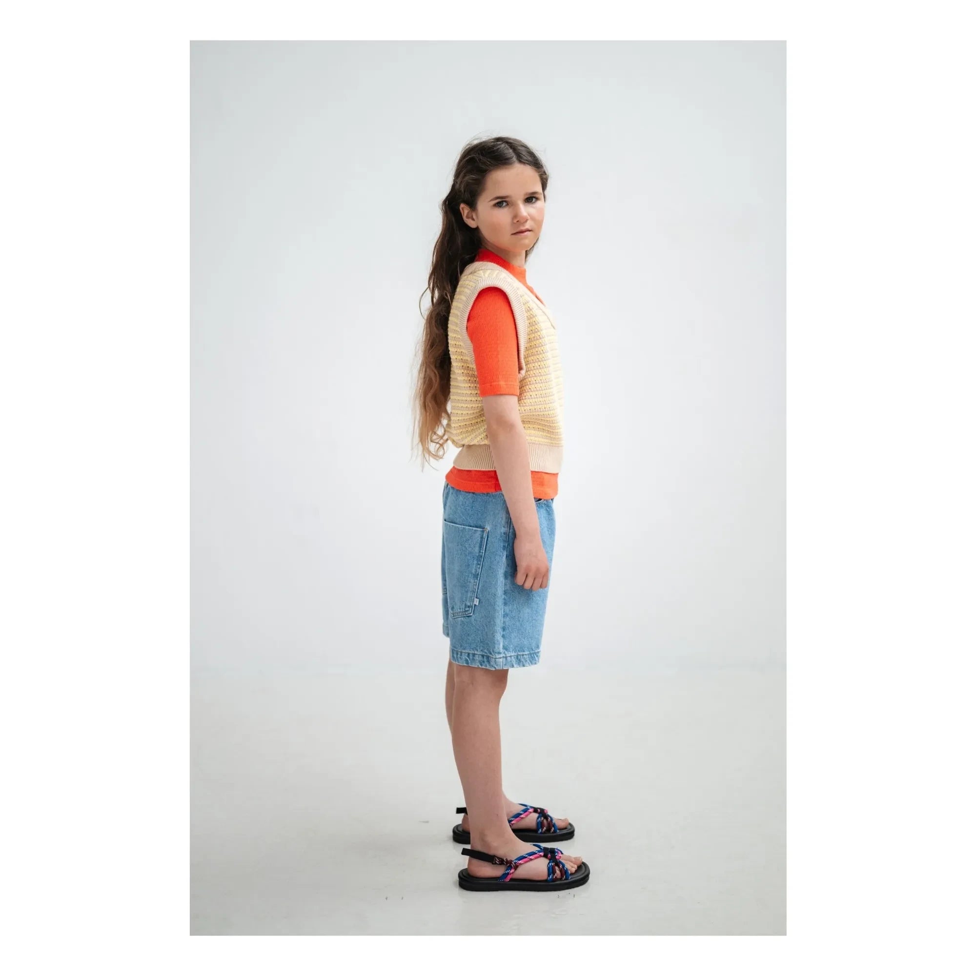 Repose AMS - Denim Organik Pamuk Bermuda Şort | Mavi