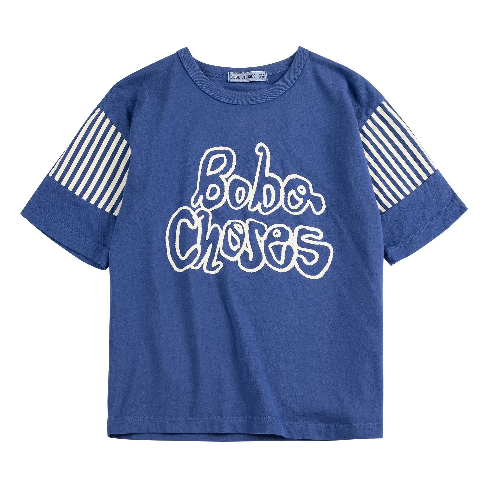 Bobo Choses - Bobo Choses Çizgili Organik Pamuklu Tişört | Mavi