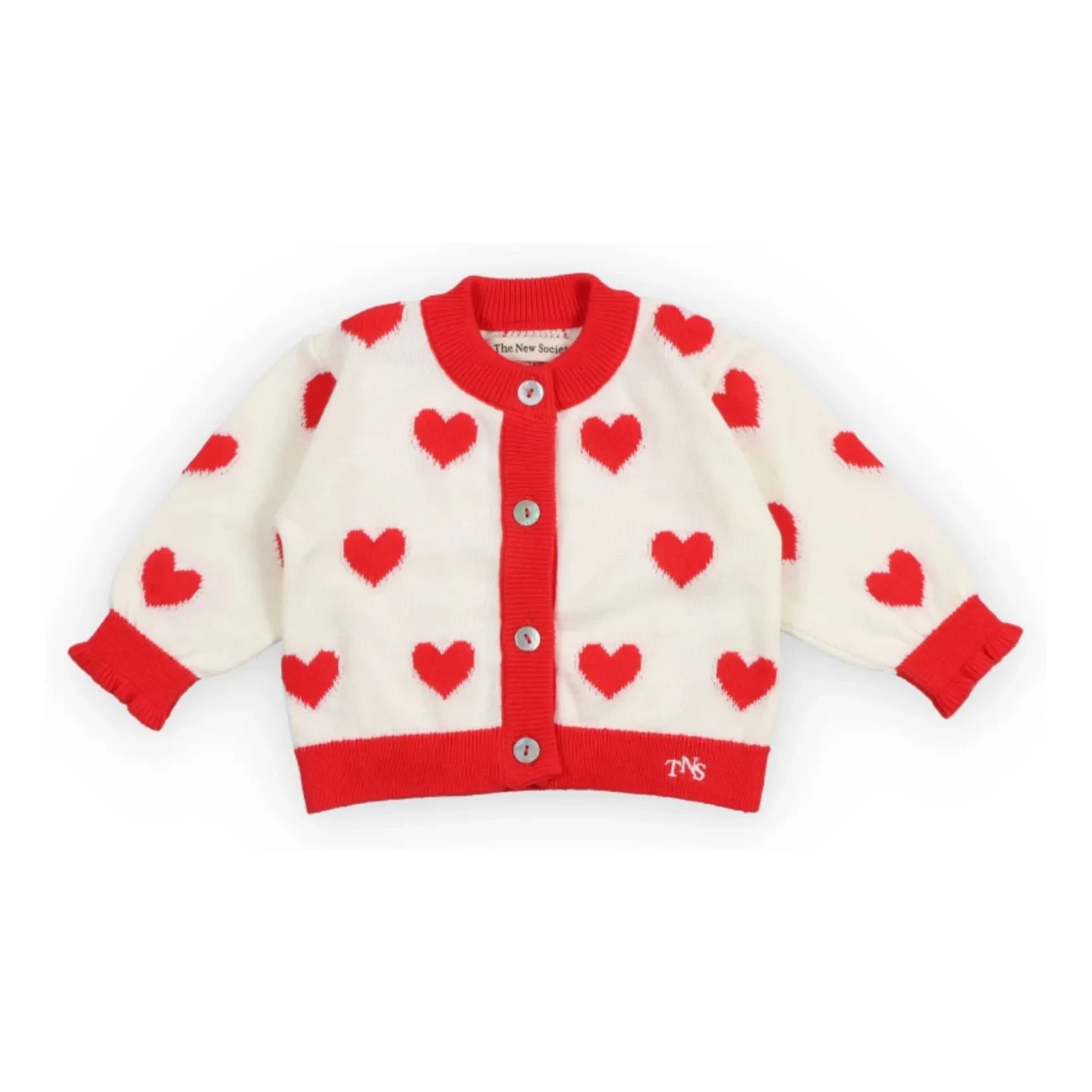 the new society - Maqui Hearts Jakarlı Hırka | Beyaz