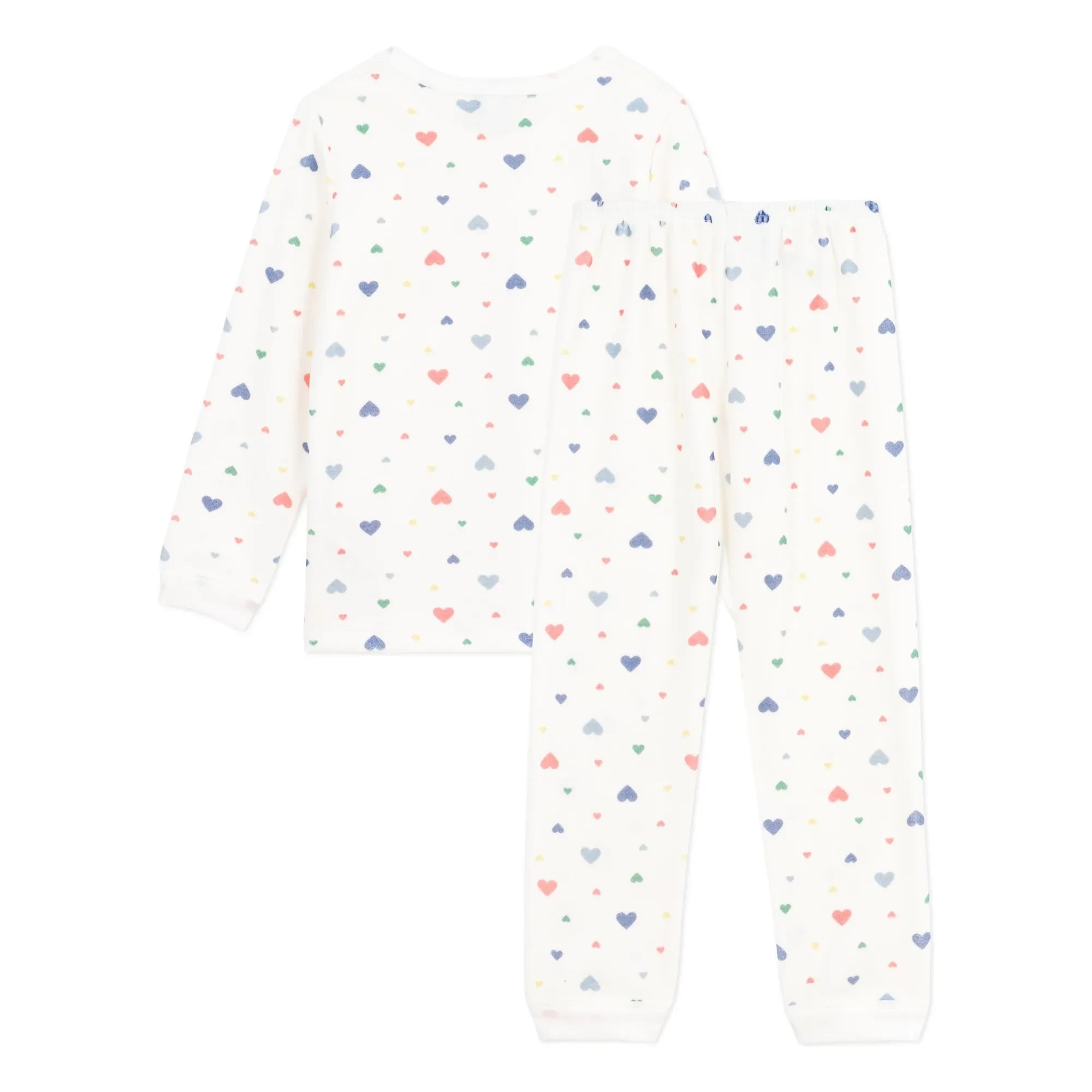 Petit Bateau - Kalpler Pijama Takımı Organik Pamuk | Beyaz
