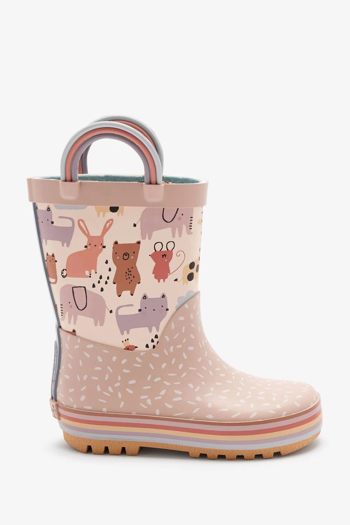 Dinossi - Kulplu Soft Pembe Tatlı Hayvanlar Kız Çocuk Yağmur Çizmesi - 25.5