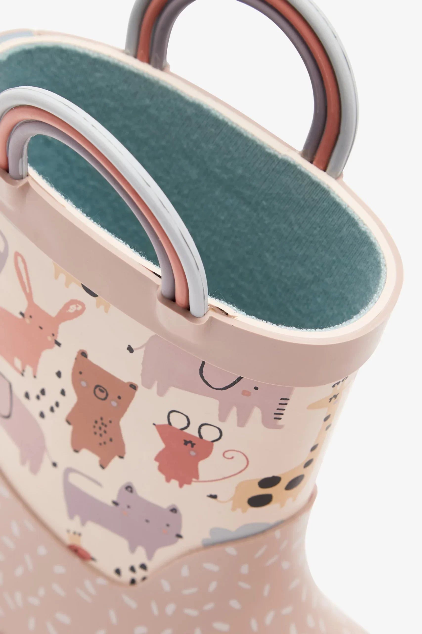 Dinossi - Kulplu Soft Pembe Tatlı Hayvanlar Kız Çocuk Yağmur Çizmesi - 26.5