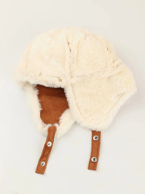 Dinossi - Polar Kürklü Ponponlu Pilot Çocuk Şapkası