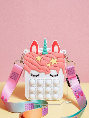 Dinossi - Unicorn Popit Tasarımlı Beyaz Kız Çocuk Omuz Çantası