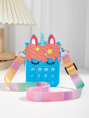 Dinossi - Unicorn Popit Tasarımlı Mavi Kız Çocuk Omuz Çantası