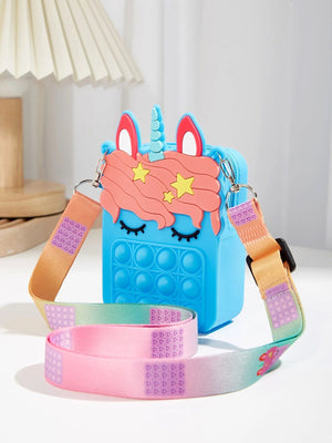 Dinossi - Unicorn Popit Tasarımlı Mavi Kız Çocuk Omuz Çantası