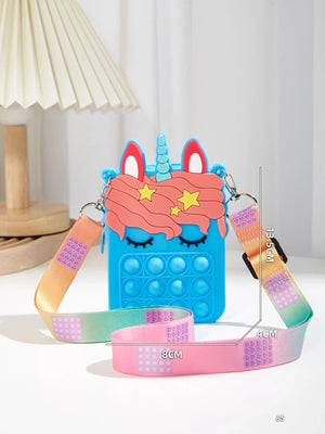 Dinossi - Unicorn Popit Tasarımlı Mavi Kız Çocuk Omuz Çantası