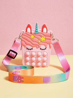 Dinossi - Unicorn Popit Tasarımlı Pembe Kız Çocuk Omuz Çantası