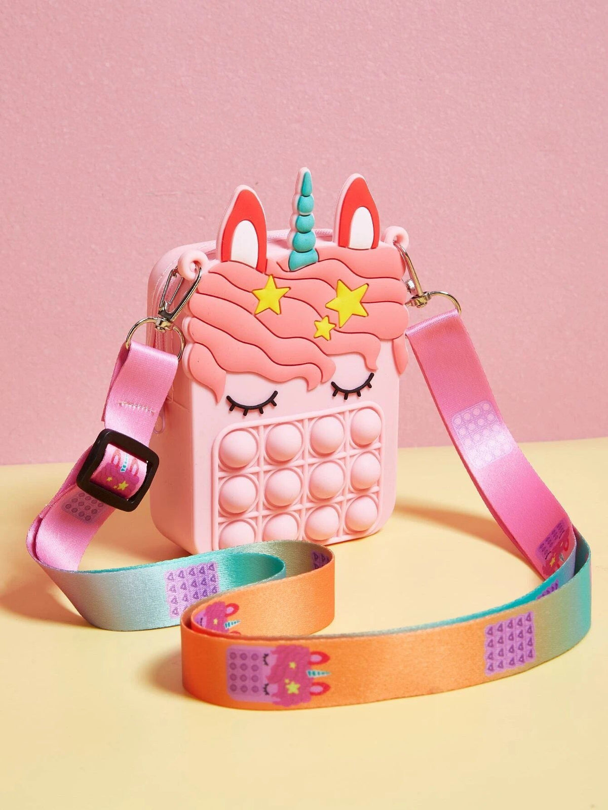 Dinossi - Unicorn Popit Tasarımlı Pembe Kız Çocuk Omuz Çantası