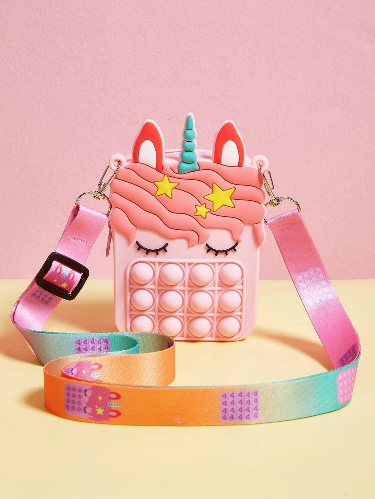 Dinossi - Unicorn Popit Tasarımlı Pembe Kız Çocuk Omuz Çantası