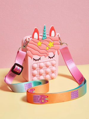 Dinossi - Unicorn Popit Tasarımlı Pembe Kız Çocuk Omuz Çantası