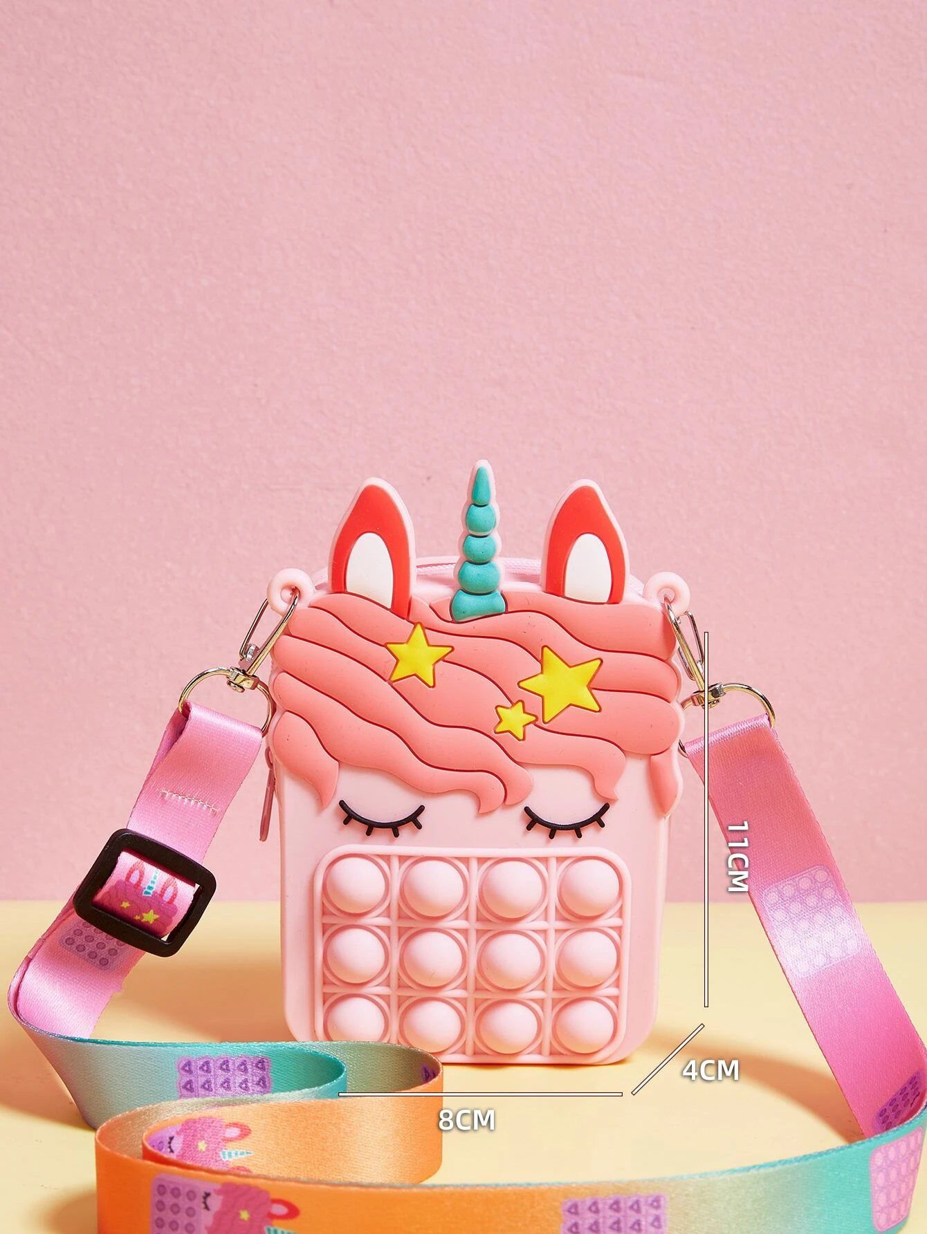 Dinossi - Unicorn Popit Tasarımlı Pembe Kız Çocuk Omuz Çantası