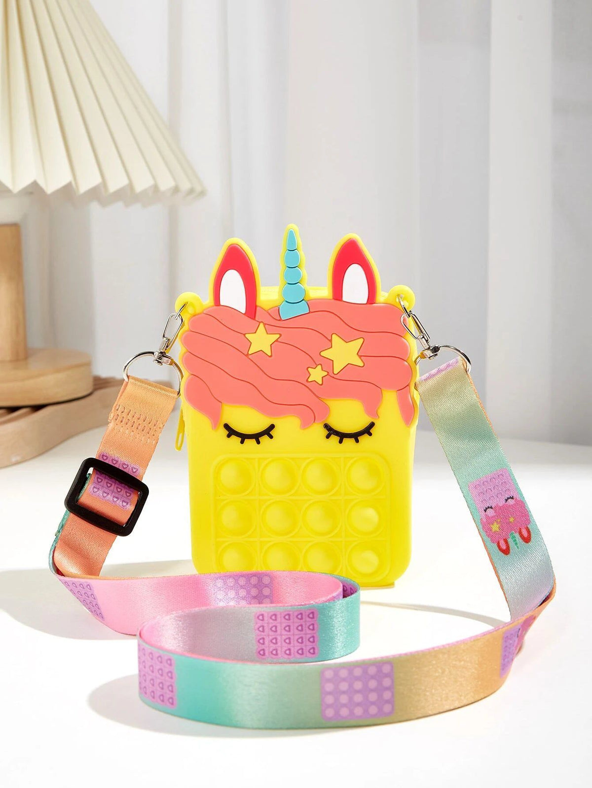 Dinossi - Unicorn Popit Tasarımlı Sarı Kız Çocuk Omuz Çantası