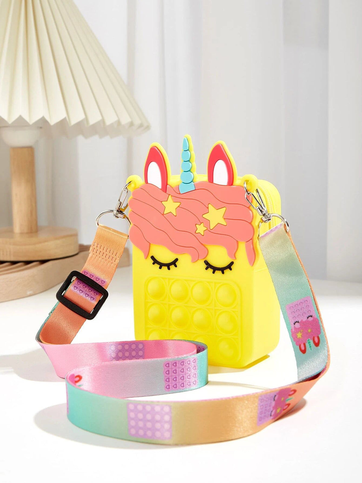 Dinossi - Unicorn Popit Tasarımlı Sarı Kız Çocuk Omuz Çantası