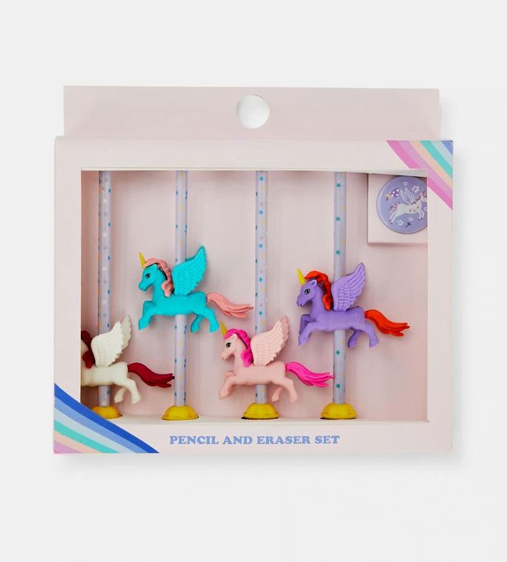 Dinossi - Unicorn Silgi, Kalemtraş ve Kalem Seti