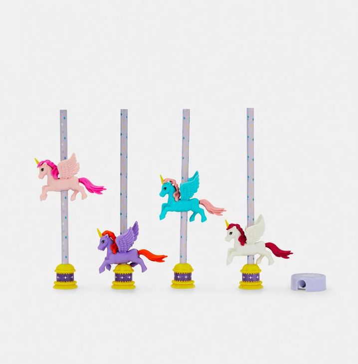 Dinossi - Unicorn Silgi, Kalemtraş ve Kalem Seti