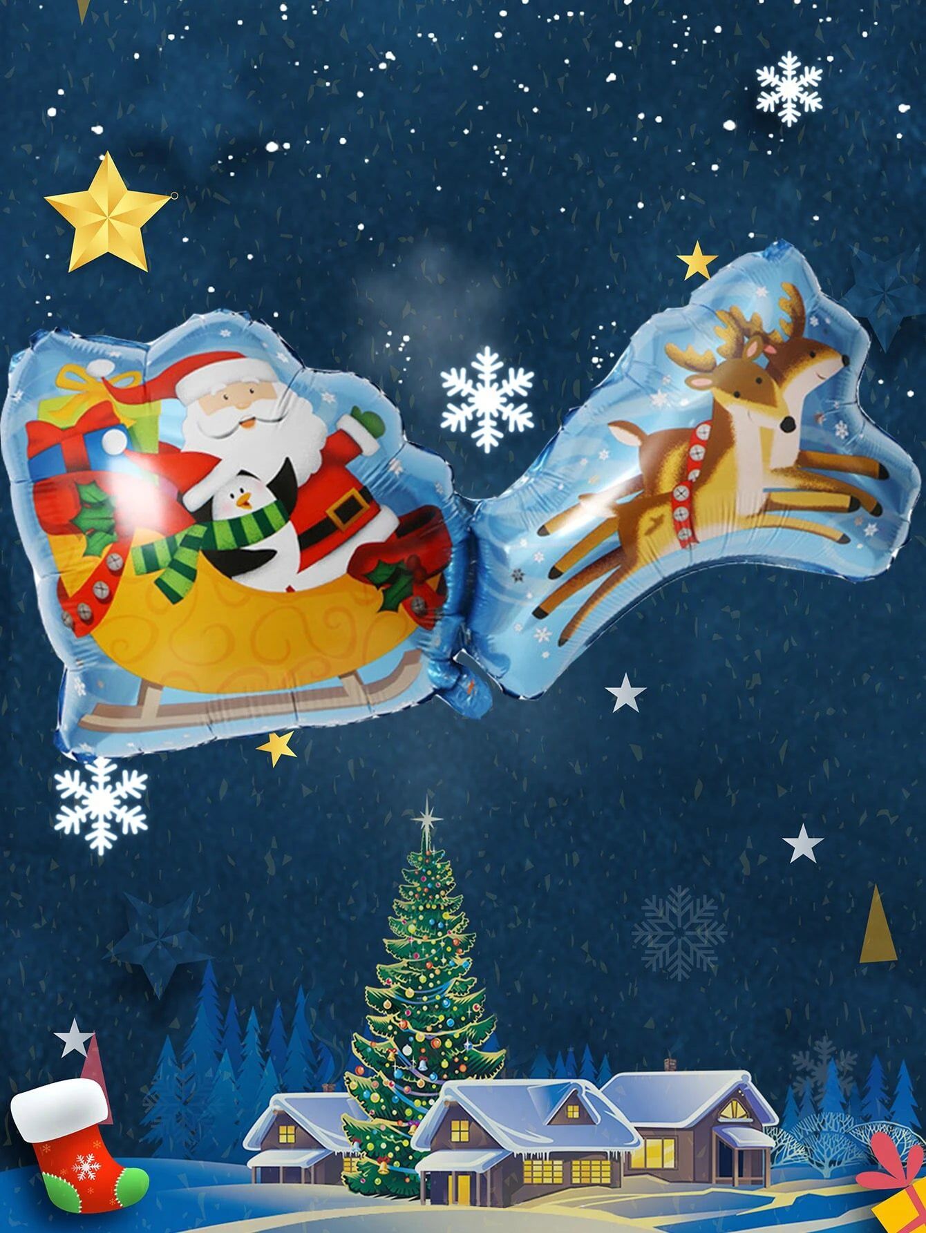 Dinossi - Yılbaşı Noel Baba 95 CM Dekoratif Balonu