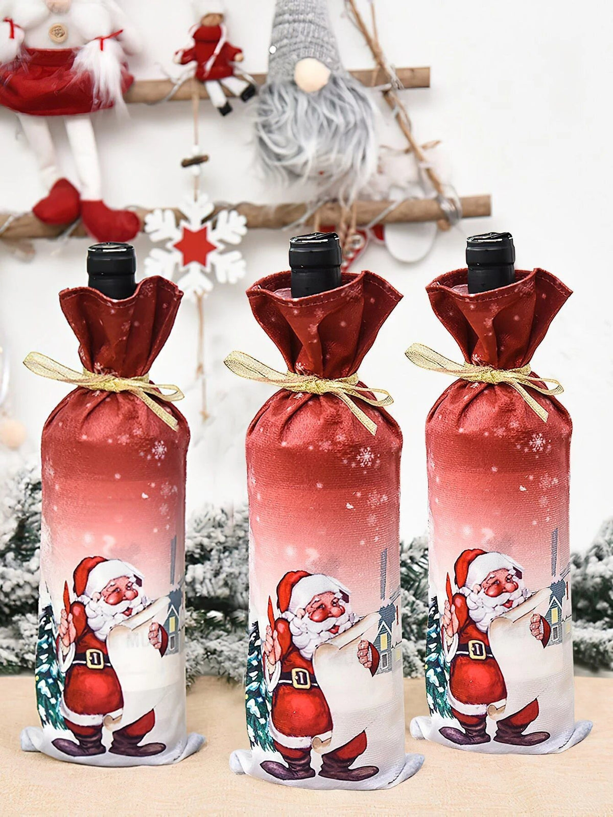Dinossi - Yılbaşı Noel Baba Şarap Şişesi Giydirme Elbisesi