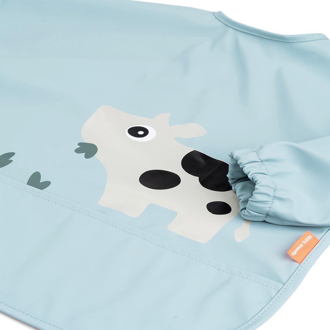 Done By Deer Sleeved Pocket Bib - Tiny Farm Blue-Bibs-Tiny Farm Blue- | Natural Baby Shower