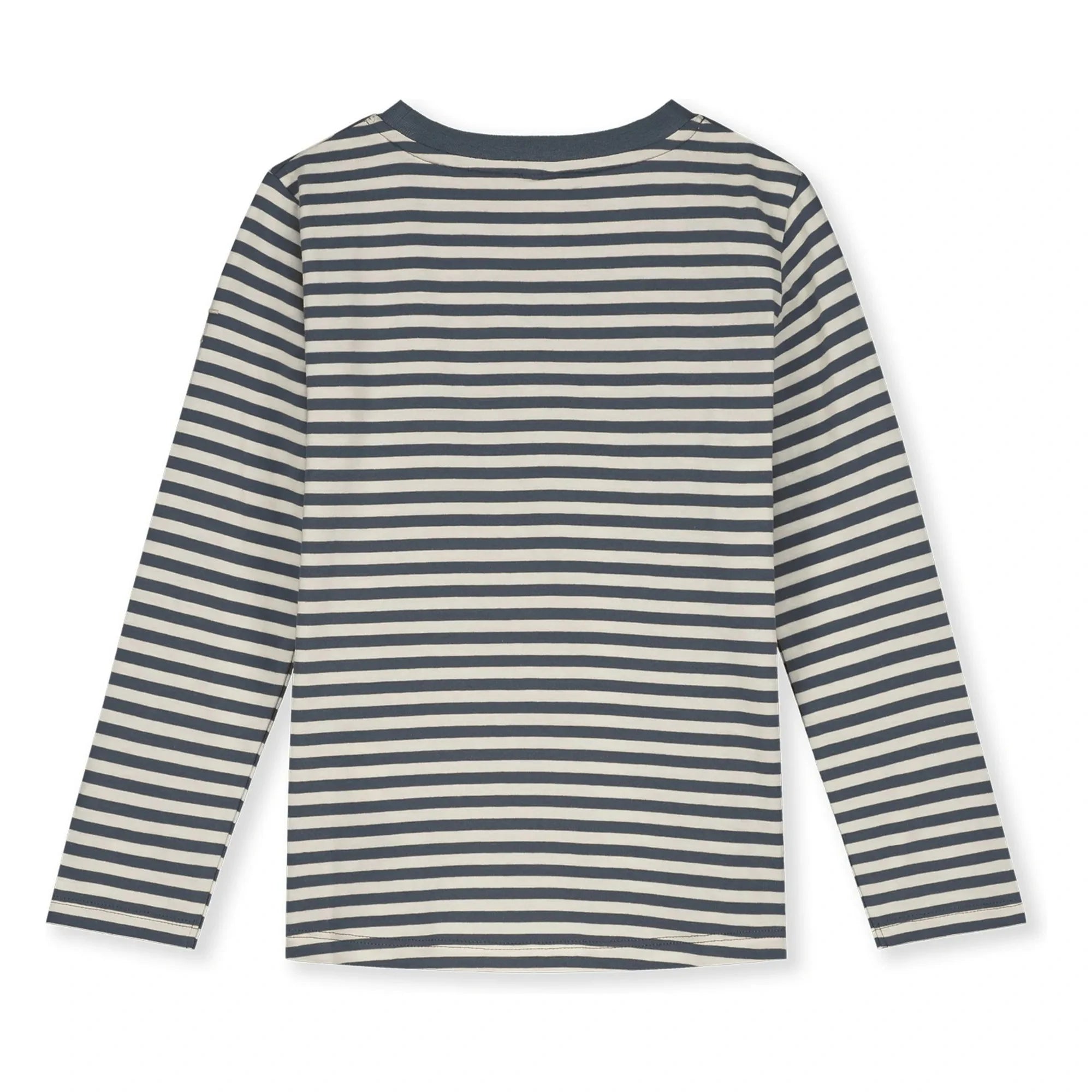 Gray Label - Çizgili Organik Pamuk Tişört | Gri mavi