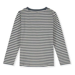 Gray Label - Çizgili Organik Pamuk Tişört | Gri mavi