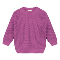 Yuki - Organik Pamuklu Kalın Örgü Kazak | Koyu Mor