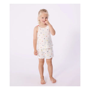 Petit Bateau - Kalp Baskılı Kısa Pijama Atlet | Beyaz
