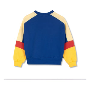 Wynken - Renk bloklu organik pamuk sweatshirt | Koyu Mavi