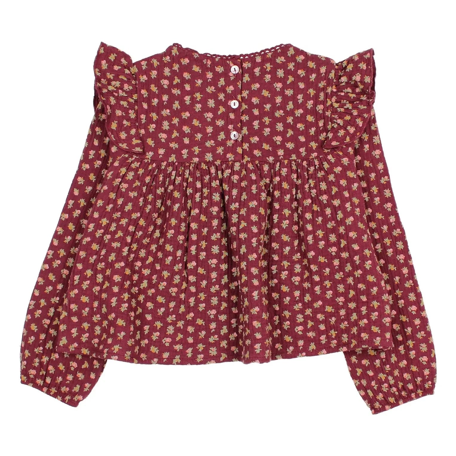 Búho - Blouse Cottage Fleurie Organik Pamuk | Bordo