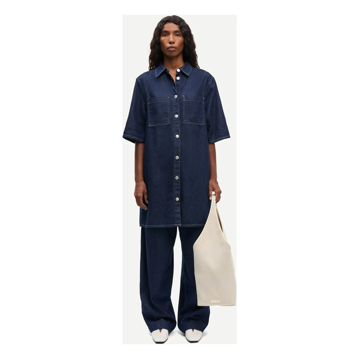 Samsoe Samsoe - Satilly organik pamuklu elbise | Denim brut