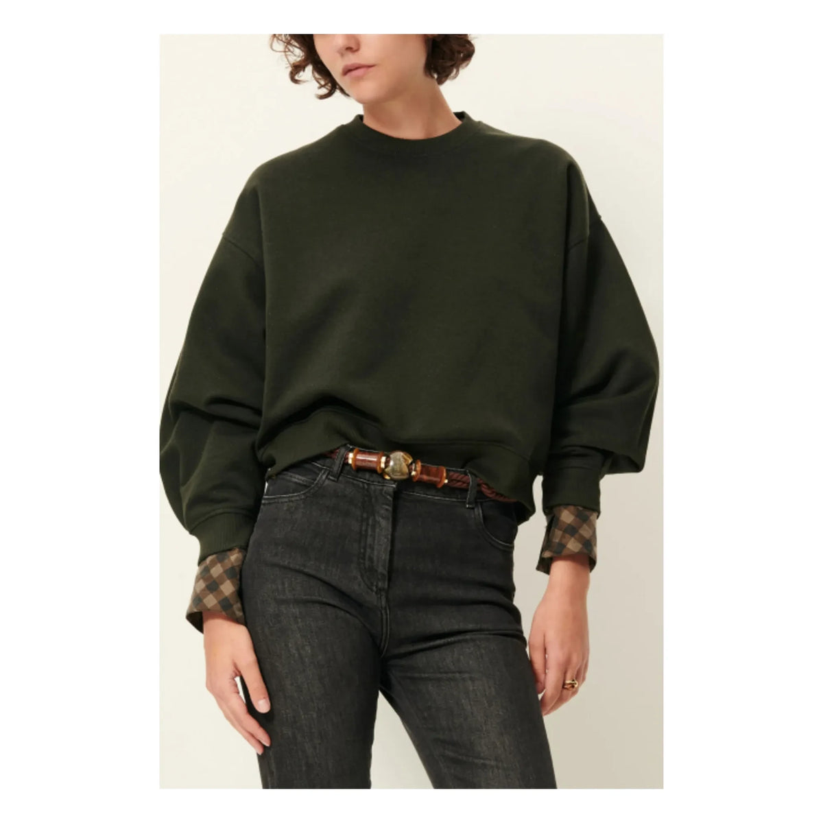 Sessùn - Yuki Metalik Sweatshirt | Koyu yeşil