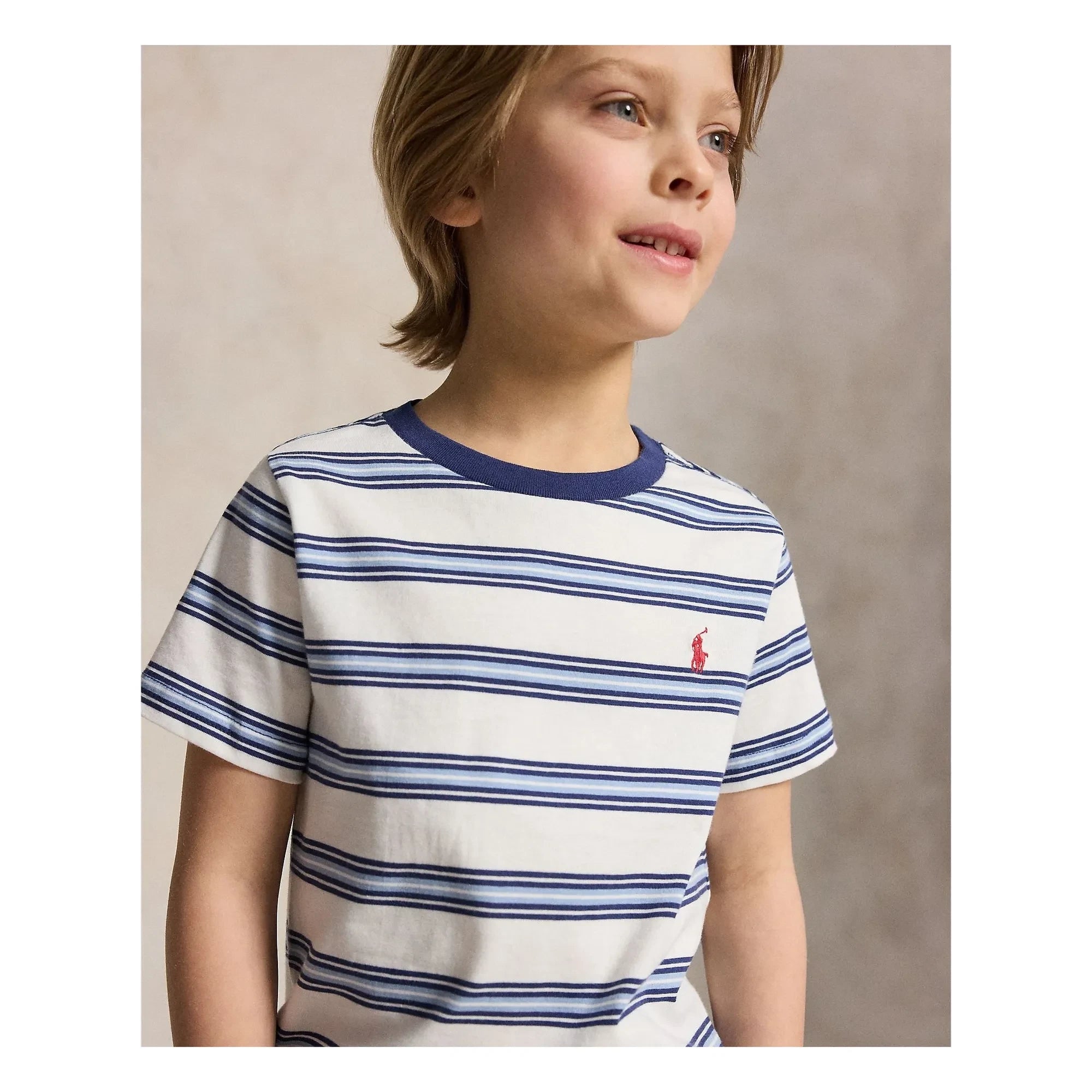 Ralph Lauren - Çizgili Logo Tişört | Mavi