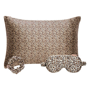 Emily's Pillow - Leopar Desenli Dut İpeği Uyku Seti