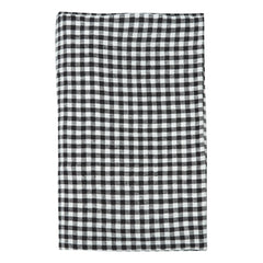 Gabrielle Paris - Gingham Yıkanmış Keten Masa Örtüsü | Siyah