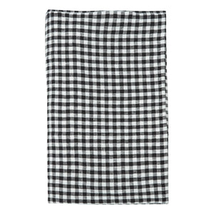 Gabrielle Paris - Gingham Yıkanmış Keten Masa Örtüsü | Siyah