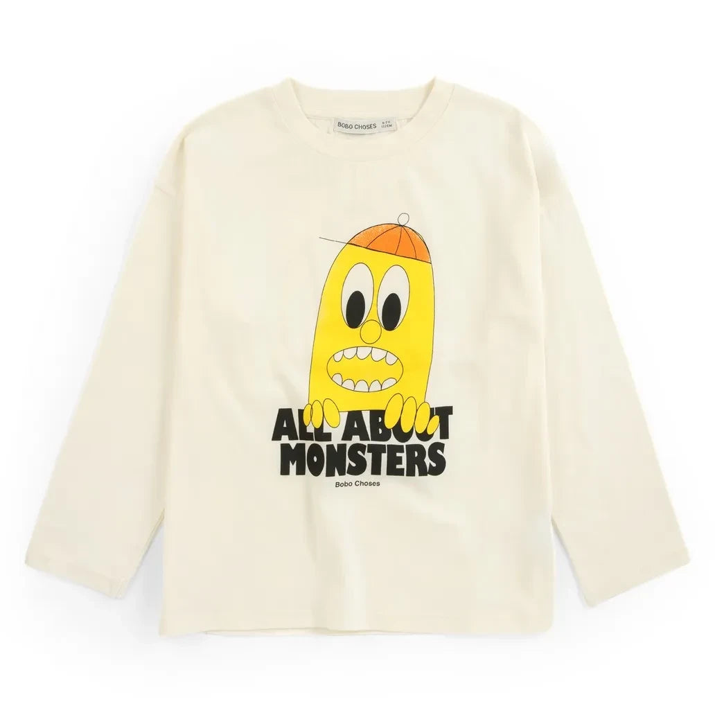 Bobo Choses - Lemon T-shirt All About Monsters Organik pamuk | Ekru